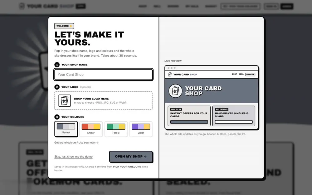 Make it yours: rebrand the whole site in 30 seconds