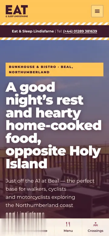 Eat & Sleep Lindisfarne on a phone