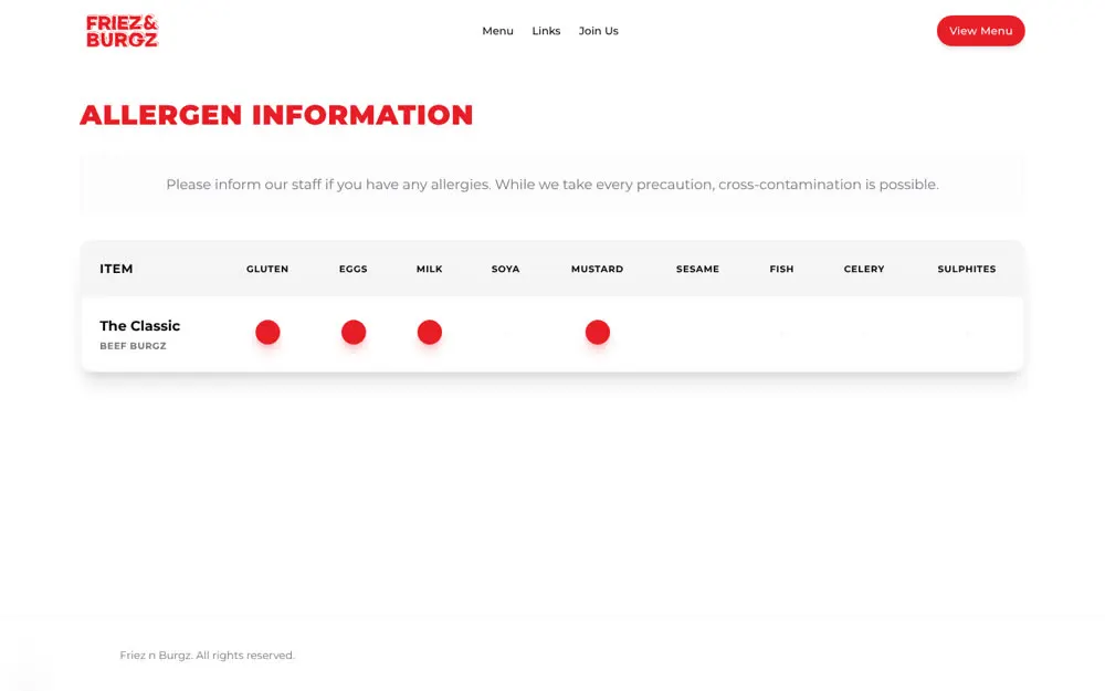 Allergen information