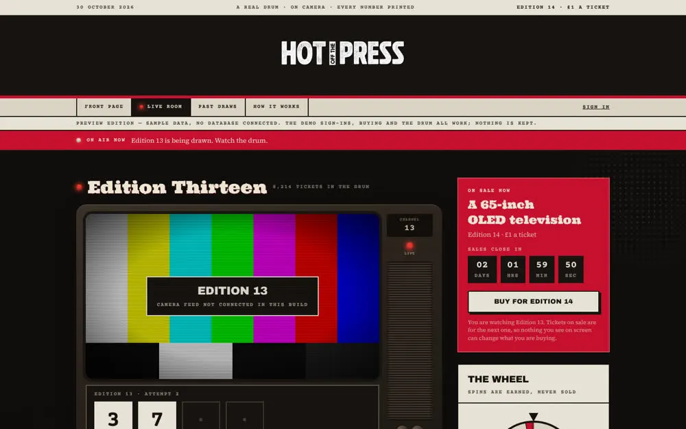Live room: the drum on camera with countdown