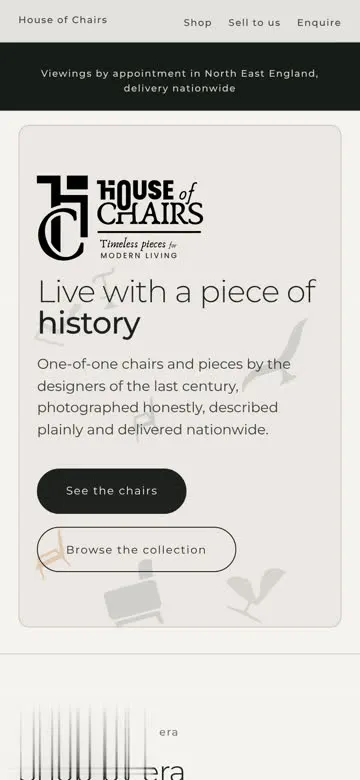 House of Chairs on a phone