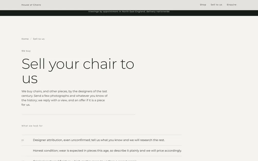 Sell your piece to House of Chairs