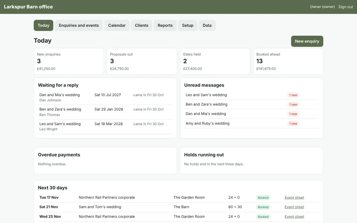 Events kit on desktop
