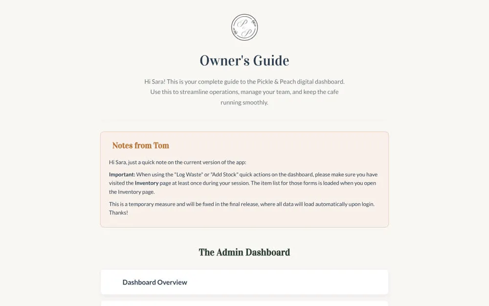 The owner's guide written for Sara