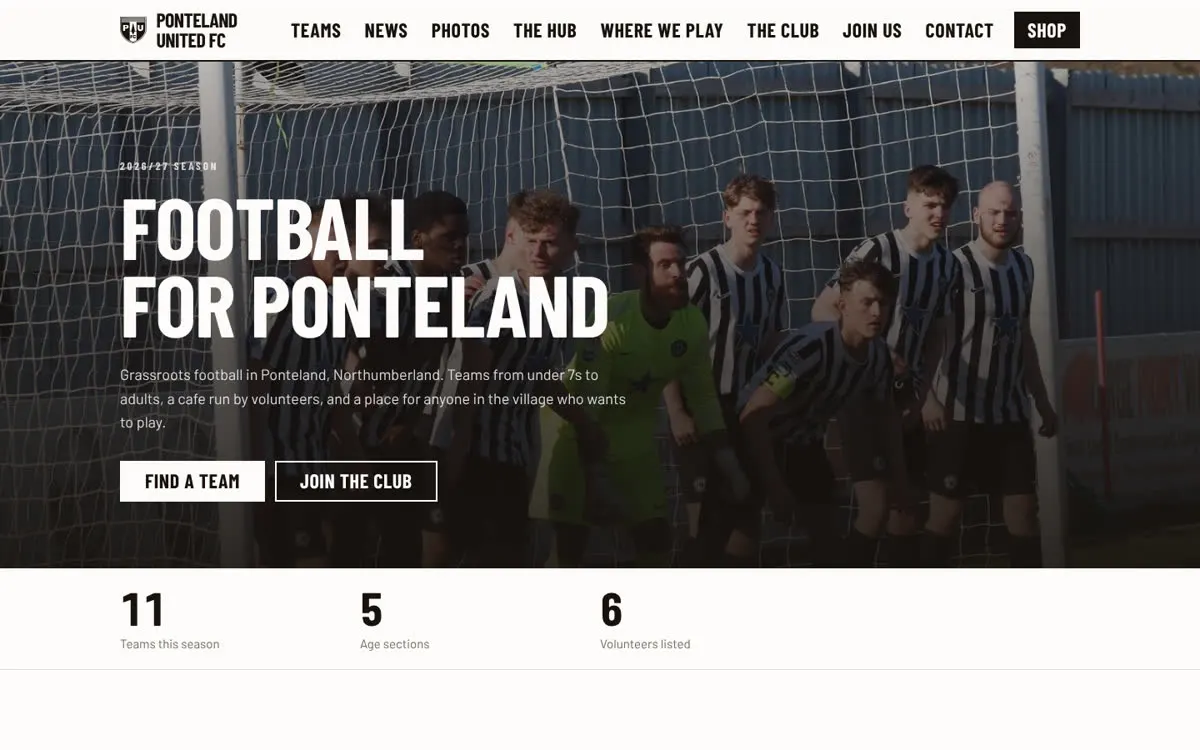 Ponteland United FC on desktop