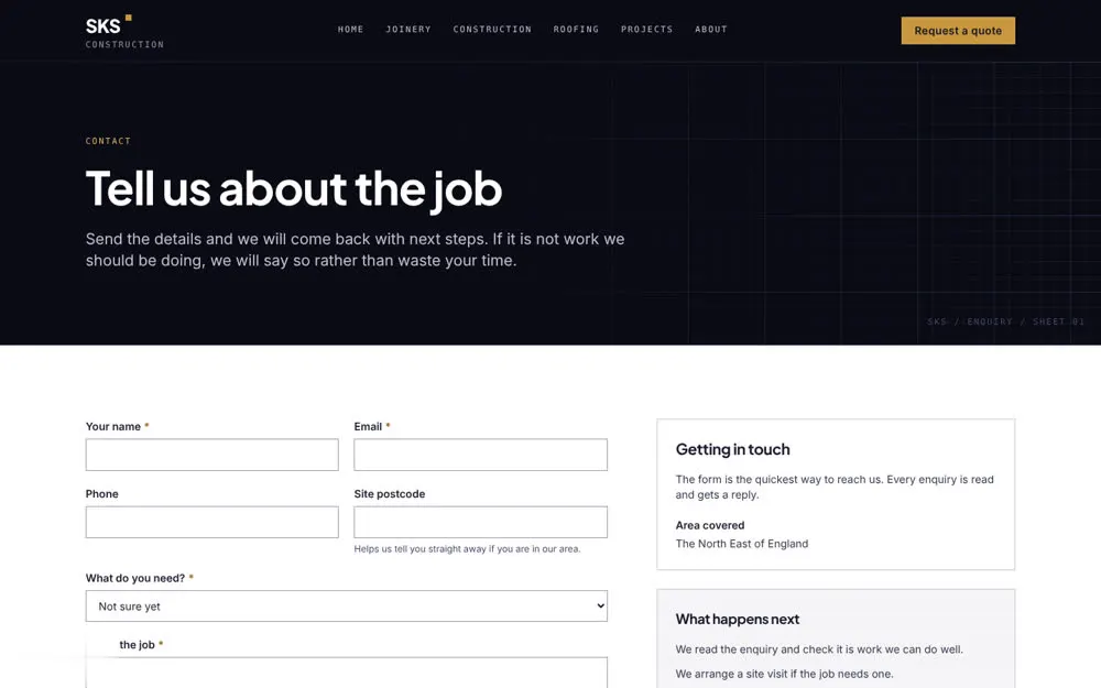Request a quote form