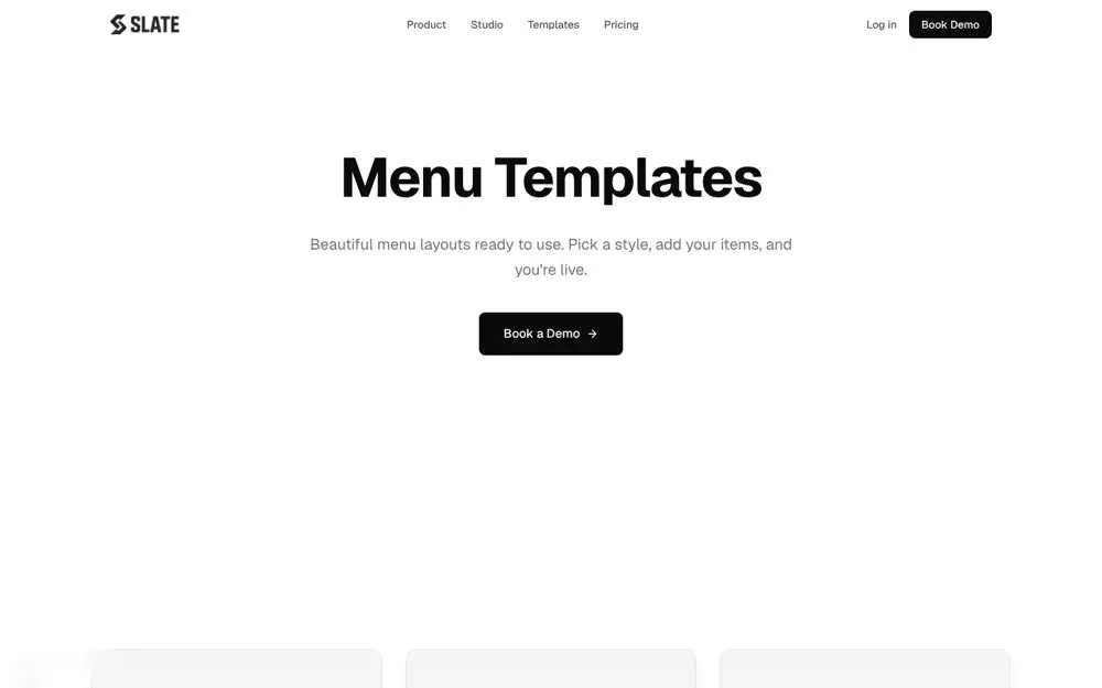 Menu templates