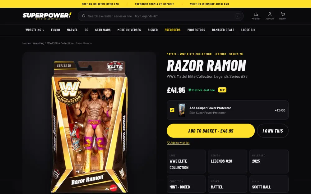 Product page: Razor Ramon Elite figure