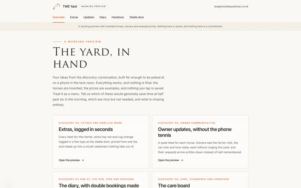 TWE Yard: working previews of yard tools
