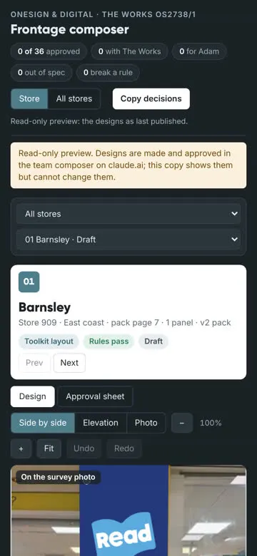 The Works frontage composer on a phone