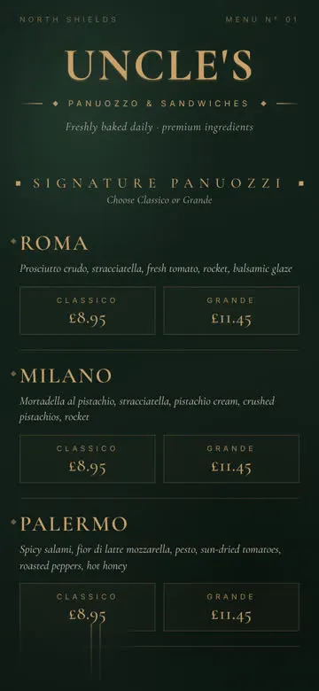 Uncle's Panuozzo & Sandwiches on a phone